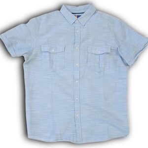 Apt. 9 Mens' XL Light Blue Casual Textured Short-Sleeve Button-Down Shirt